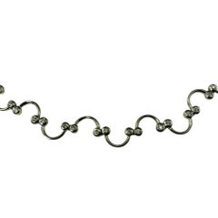 14 Karat White Gold Scalloped Link and Diamond Necklace #20597