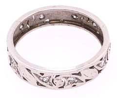 14 Karat White Gold Scroll Design Eternity Diamond Band Ring