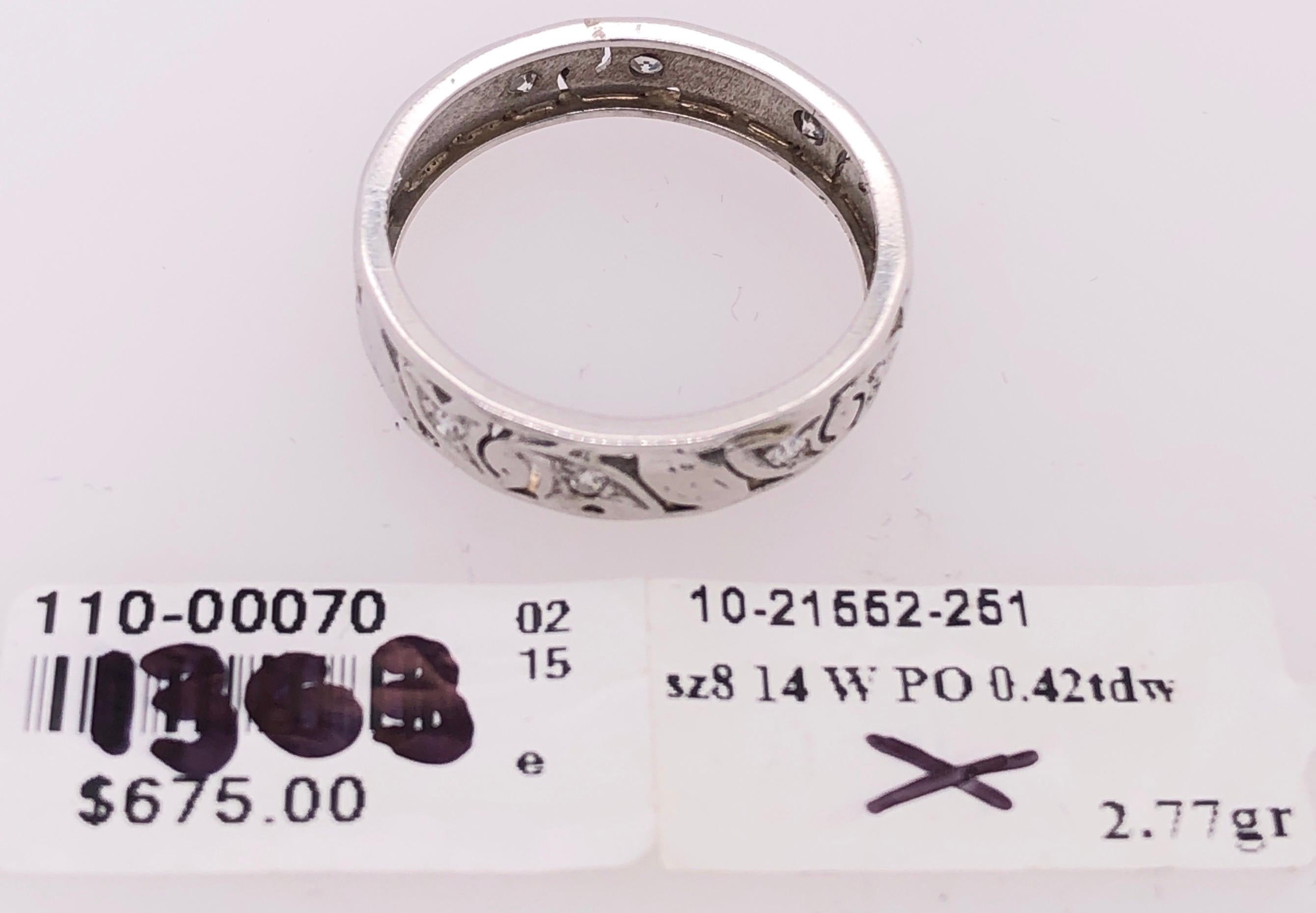 14 Karat White Gold Scroll Design Eternity Diamond Band Ring For Sale 2