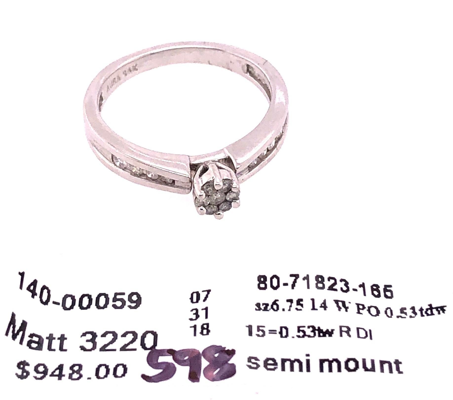 14 Karat White Gold Semi Mount Diamond Engagement Fashion Ring 0.53 TDW For Sale 3