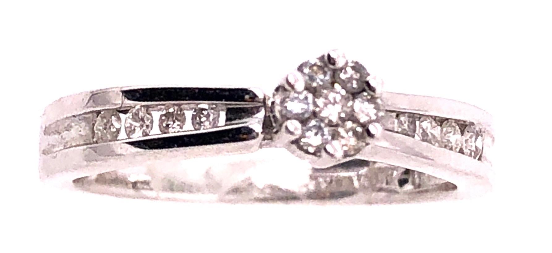 Round Cut 14 Karat White Gold Semi Mount Diamond Engagement Fashion Ring 0.53 TDW For Sale
