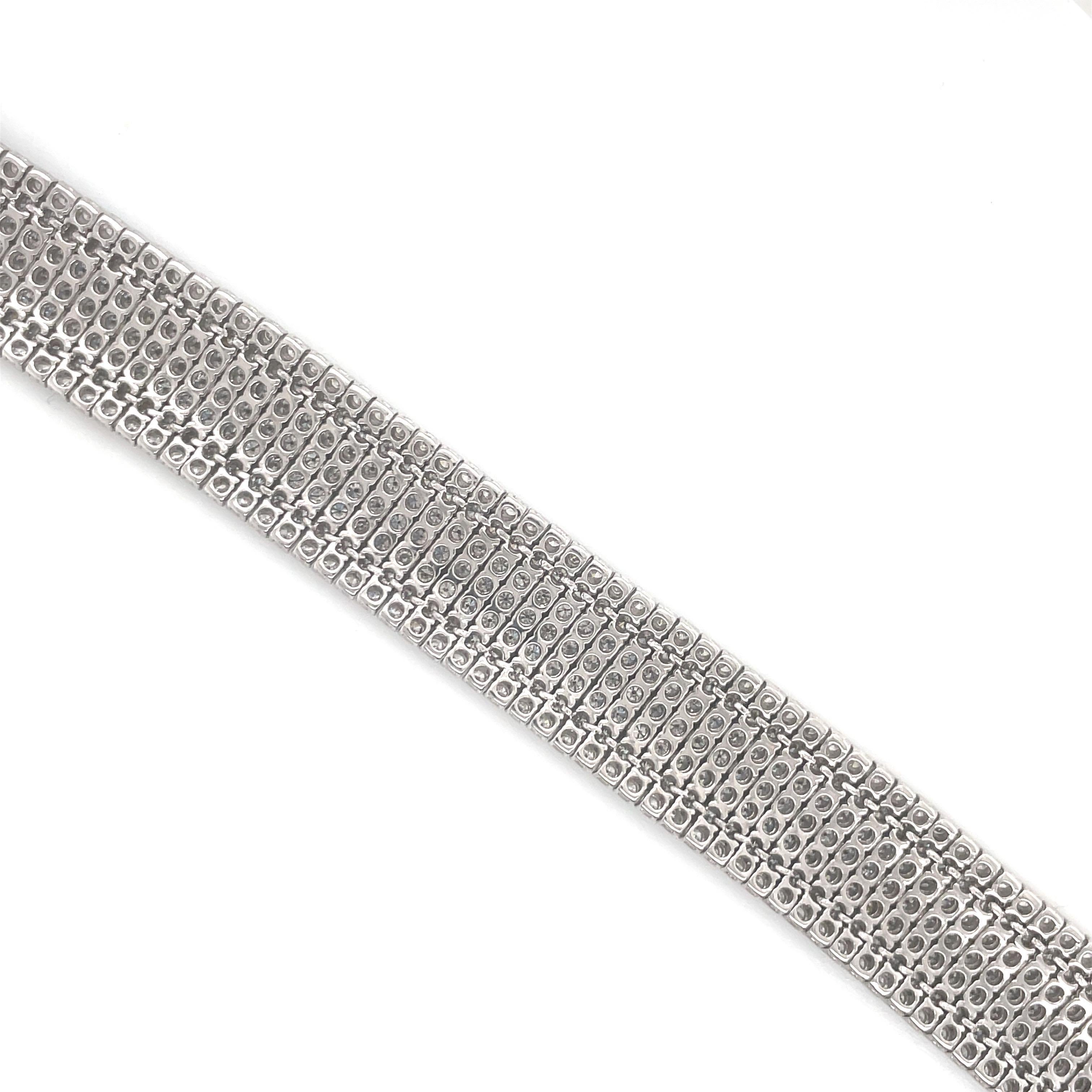 14 Karat White Gold Seven Row Diamond Tennis Bracelet 10.22 Carats 49.5 Grams 5
