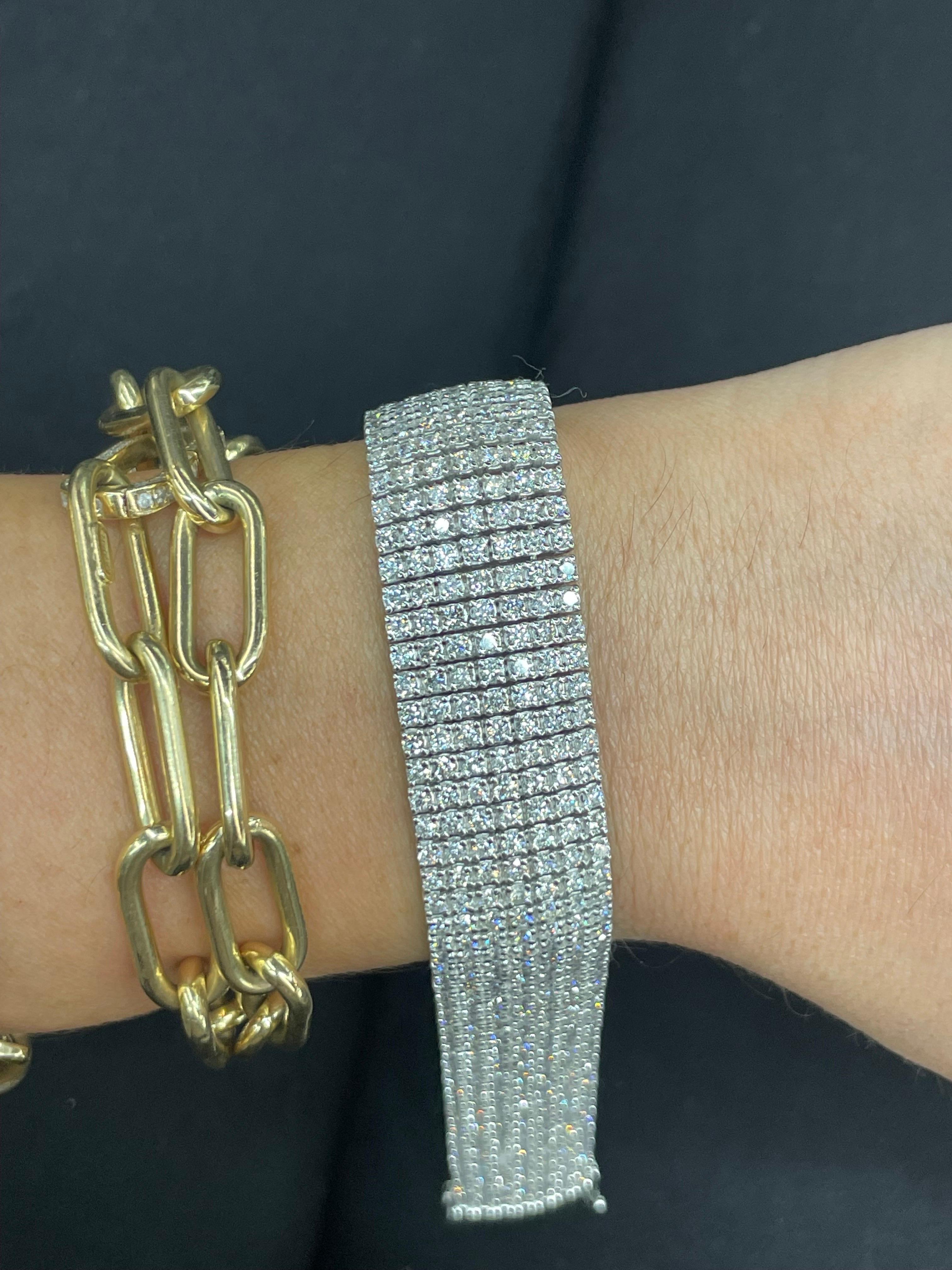14 Karat White Gold Seven Row Diamond Tennis Bracelet 10.22 Carats 49.5 Grams 8