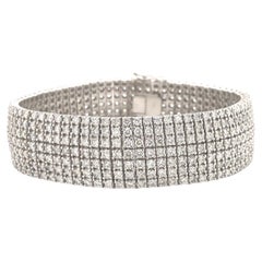 14 Karat White Gold Seven Row Diamond Tennis Bracelet 10.22 Carats 49.5 Grams