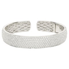 14 Karat White Gold Seven Row Pave Diamond Bangle Bracelet 14 Karat White Gold Seven Row Pave Diamond Bangle Bracelet