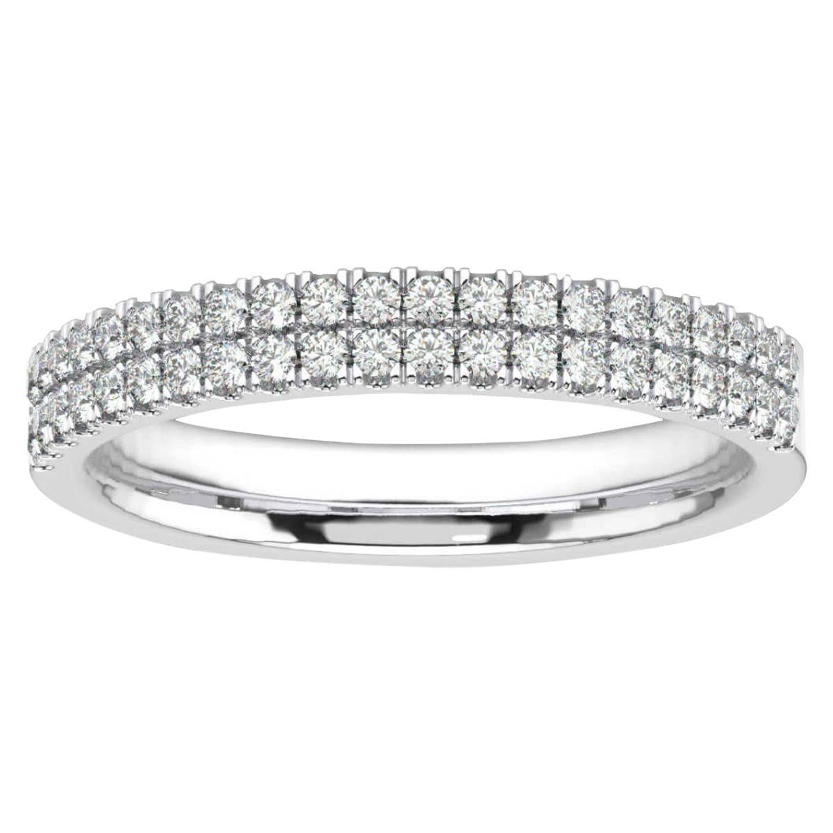Bague en or blanc 14 carats Shiran à deux rangs de diamants '1/3 carat'