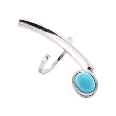 14 Karat White Gold Sleeping Beauty Turquoise Custom Ring