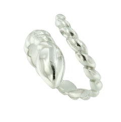 14 Karat White Gold Snake Fashion Modern Made in Italy Cocktail Ring