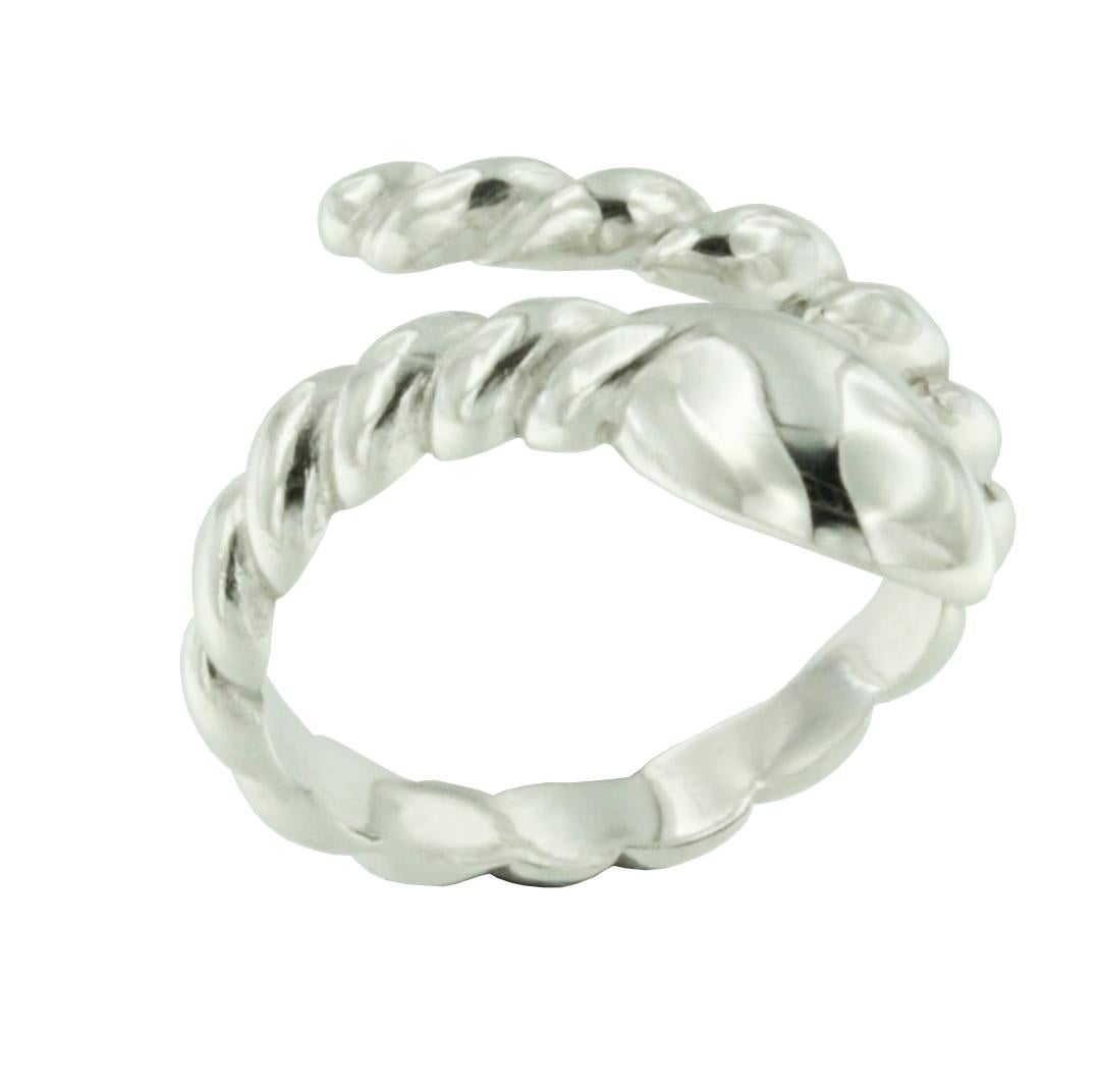 14 Karat White Gold Snake Fashion Modern Made in Italy Cocktail Ring In New Condition For Sale In GALLARATE, IT