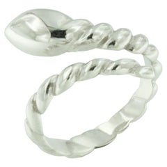 14 Karat White Gold Snake Fashion Modern Made in Italy Cocktail Ring