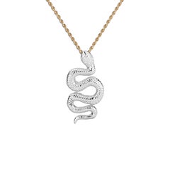 14 Karat White Gold Snake Pendant