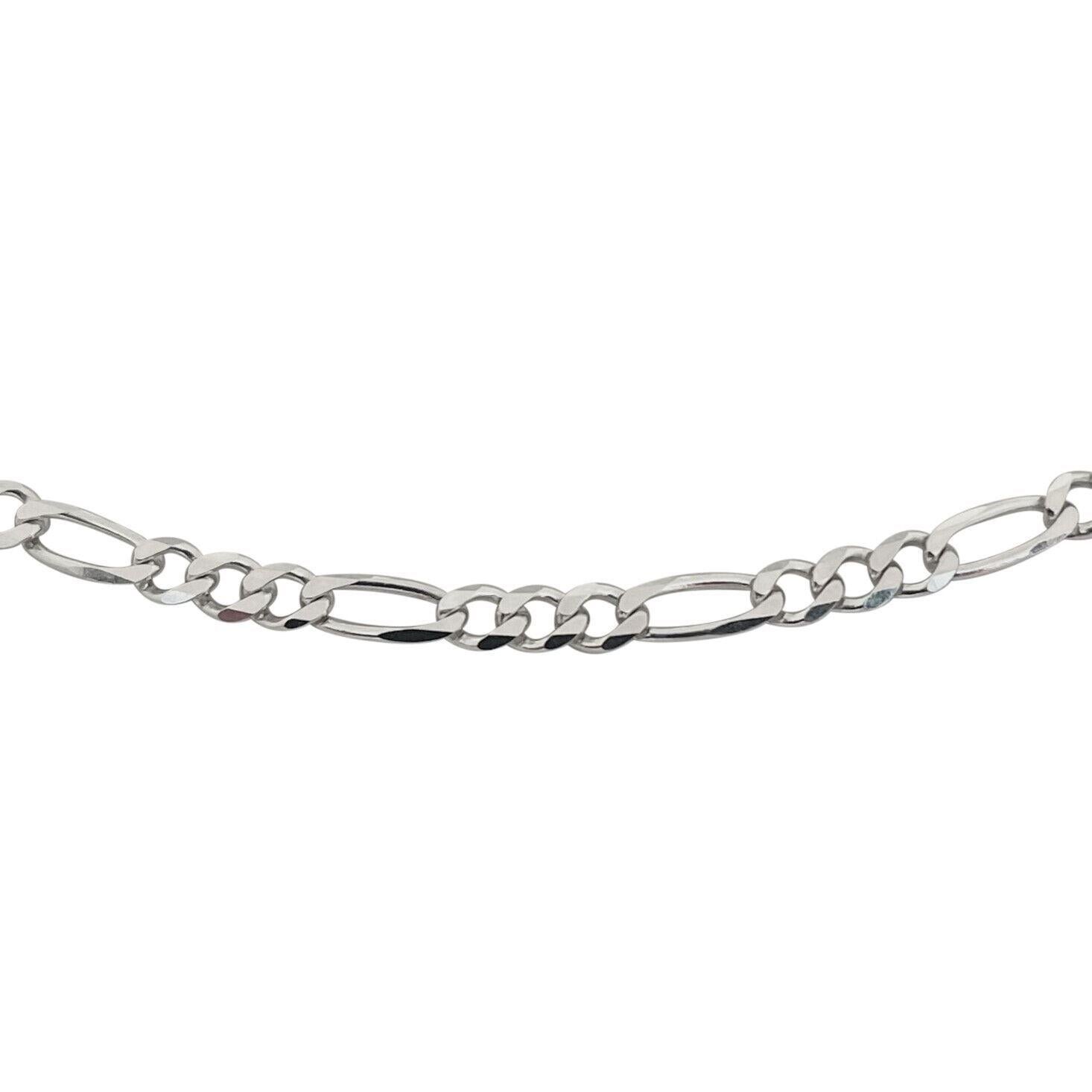 14 Karat Weißgold Massiv-Fisch-Gliederkette Halskette Italien für Damen oder Herren