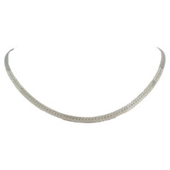 14 Karat White Gold Solid Herringbone Link Chain Necklace 