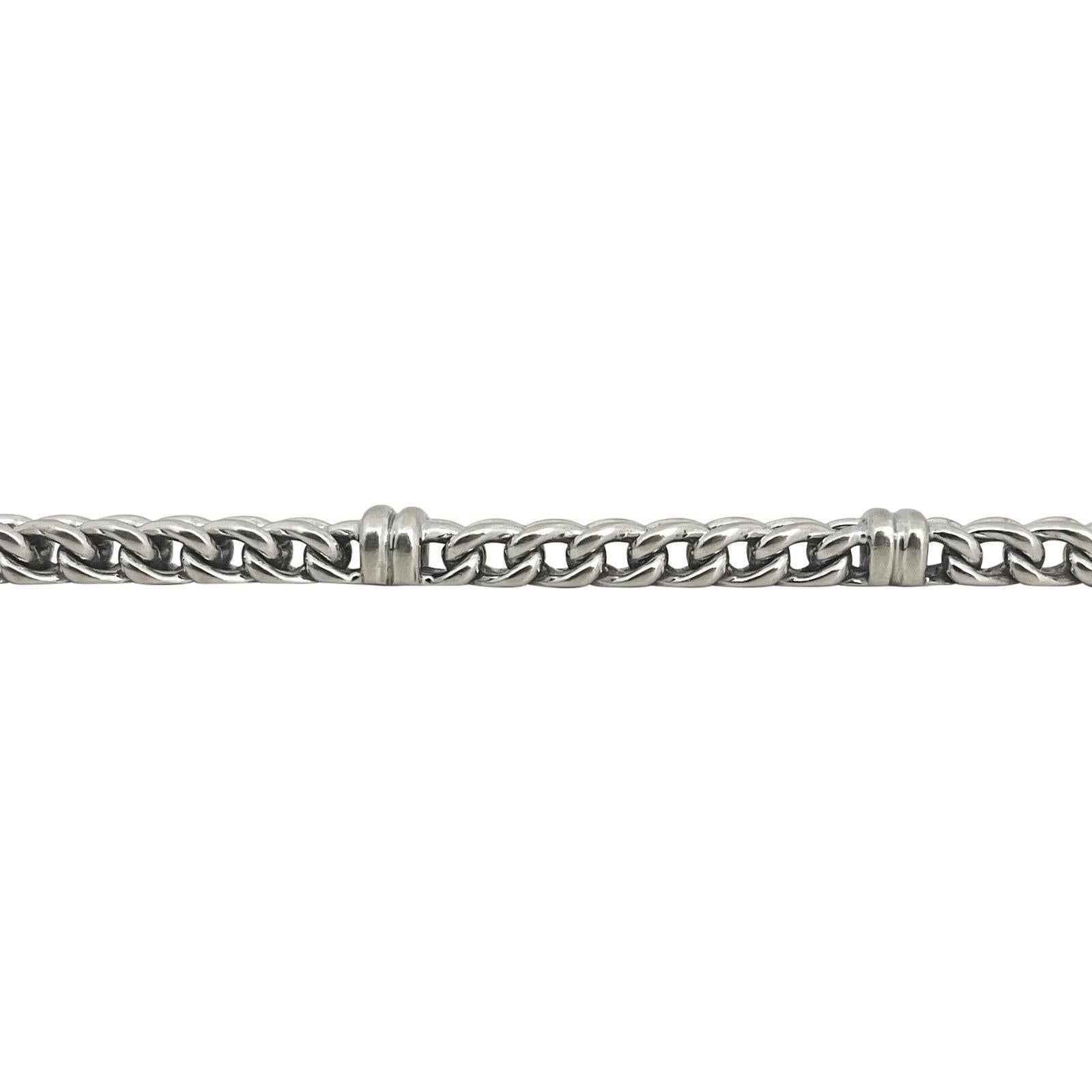 14 Karat Weißgold Massiv-Damen-Gliederarmband Italien im Zustand „Gut“ in Guilford, CT