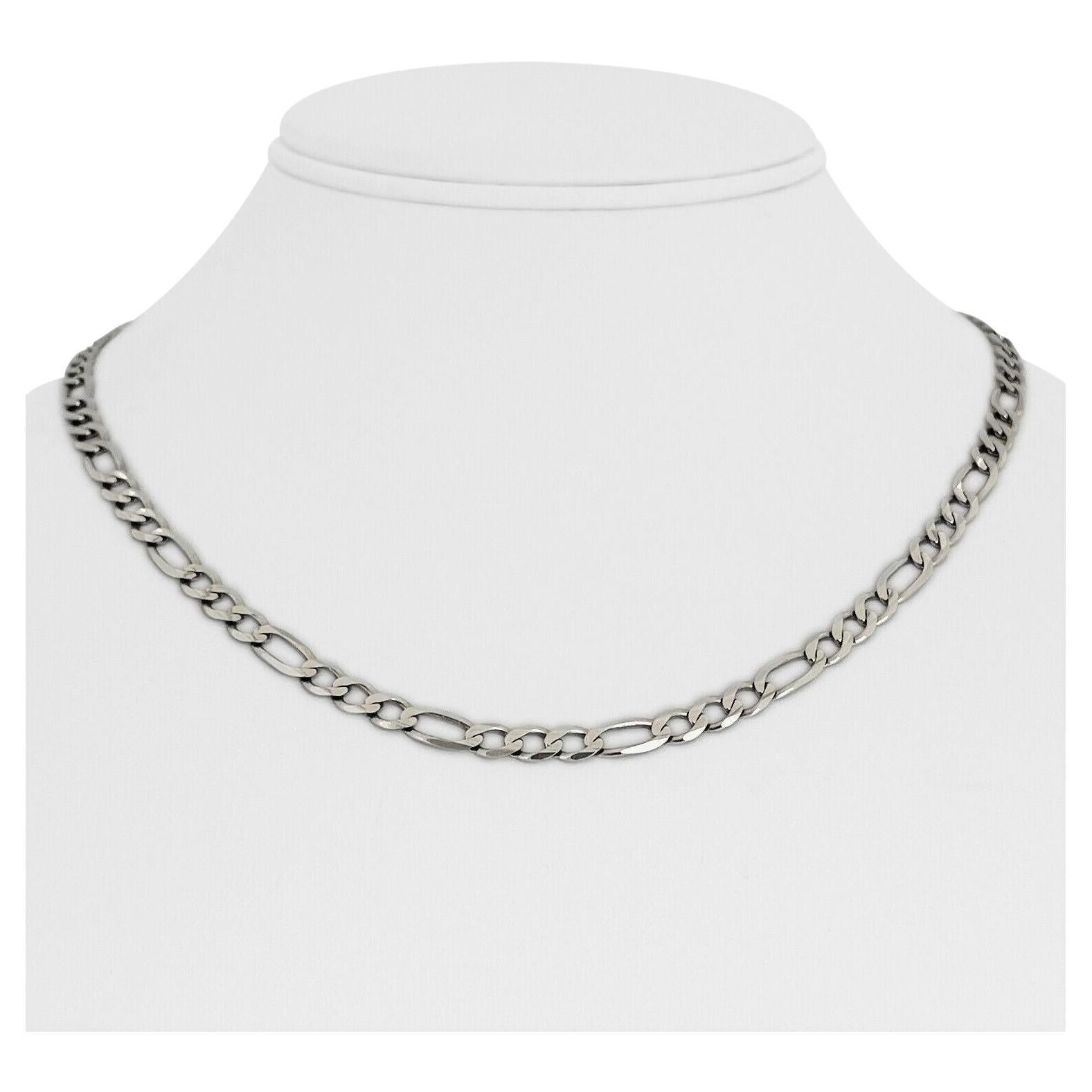 14 Karat Yellow Gold Solid Figaro Link Chain Necklace For Sale at 1stDibs