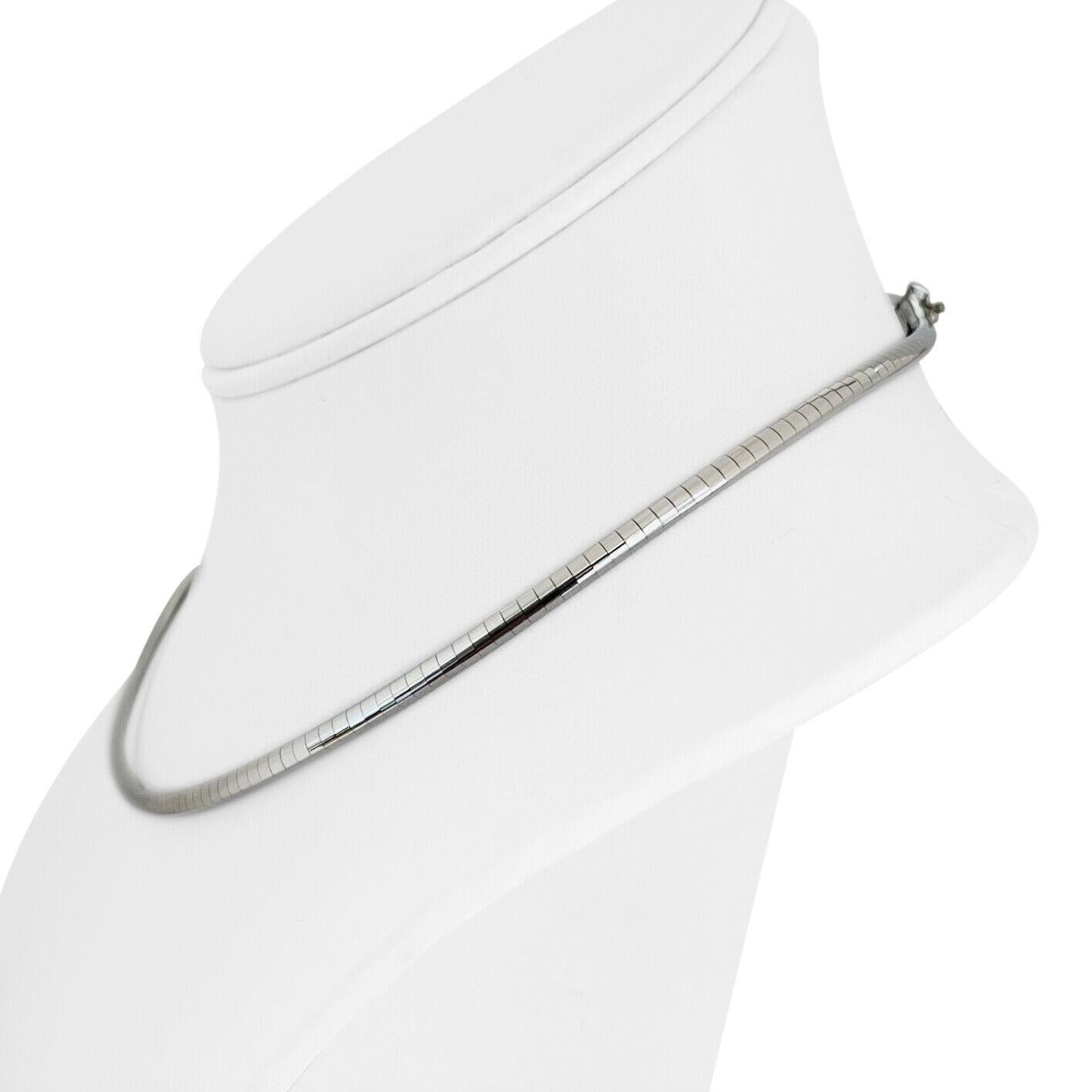 14k White Gold 18.7g Solid Ladies 3mm Omega Link Collar Necklace Italy 16