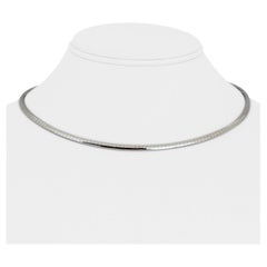 14 Karat White Gold Solid Ladies Omega Link Collar Necklace Italy