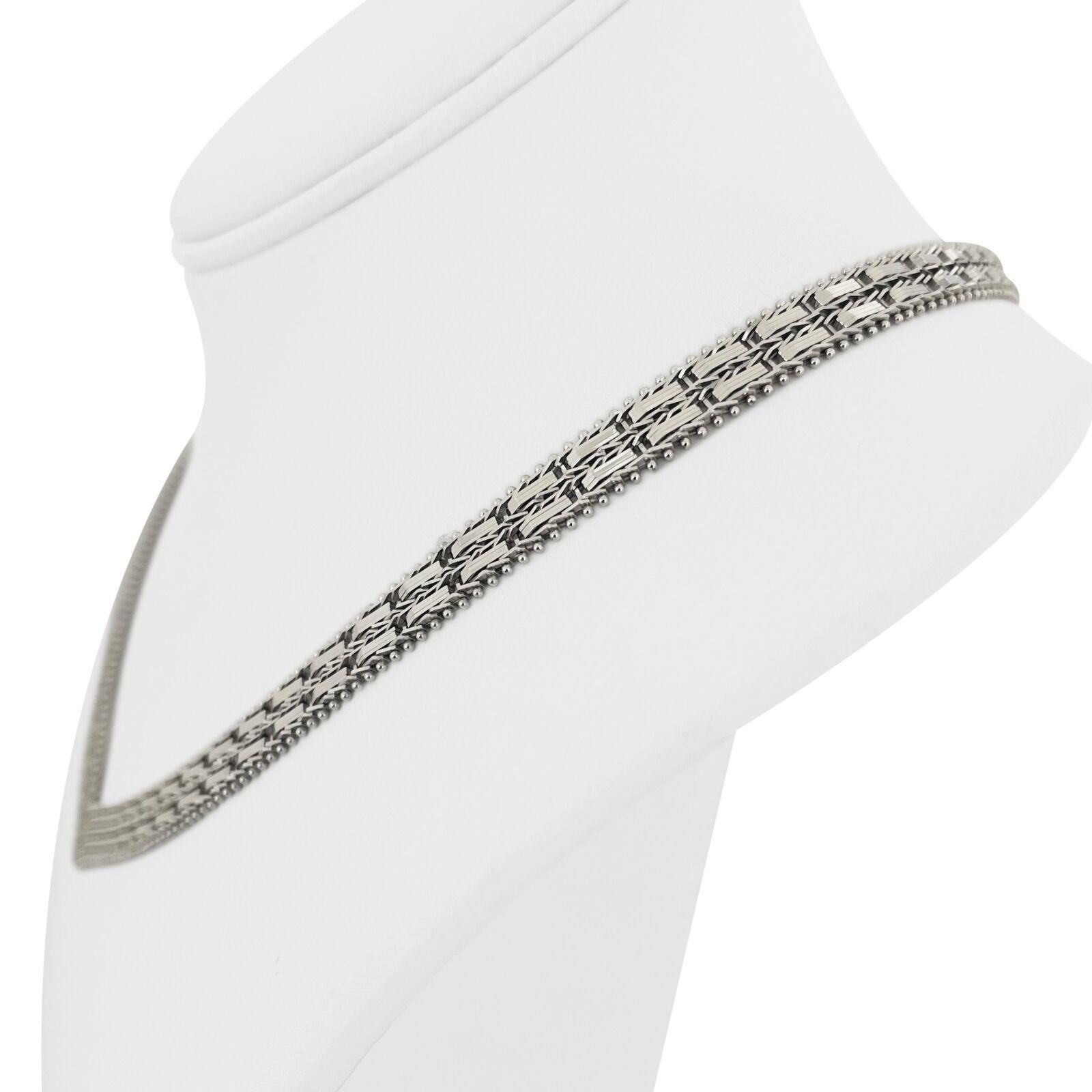 14k White Gold 35.3g Solid QVC Imperial Gold Mirror Bar Drop V Necklace 18