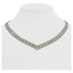 14 Karat White Gold Solid QVC Imperial Gold Mirror Bar Drop V Necklace