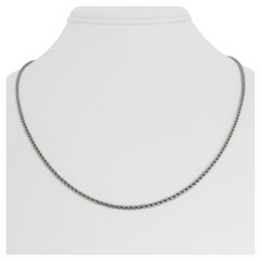 14 Karat White Gold Solid Thin Squared Curb Link Chain Necklace, Italy