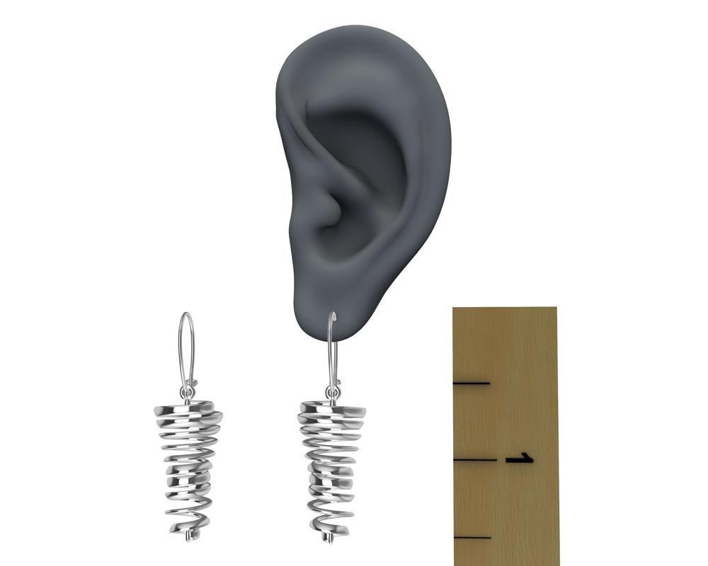 14 Karat White Gold Spiral Dangle Earrings, Tiffany Designer, Thomas Kurilla is sculpting for the ears. It may seem like life is spinning out of control, but no not really. Let these spirals appear to spin on your ears.  They make no noise, they