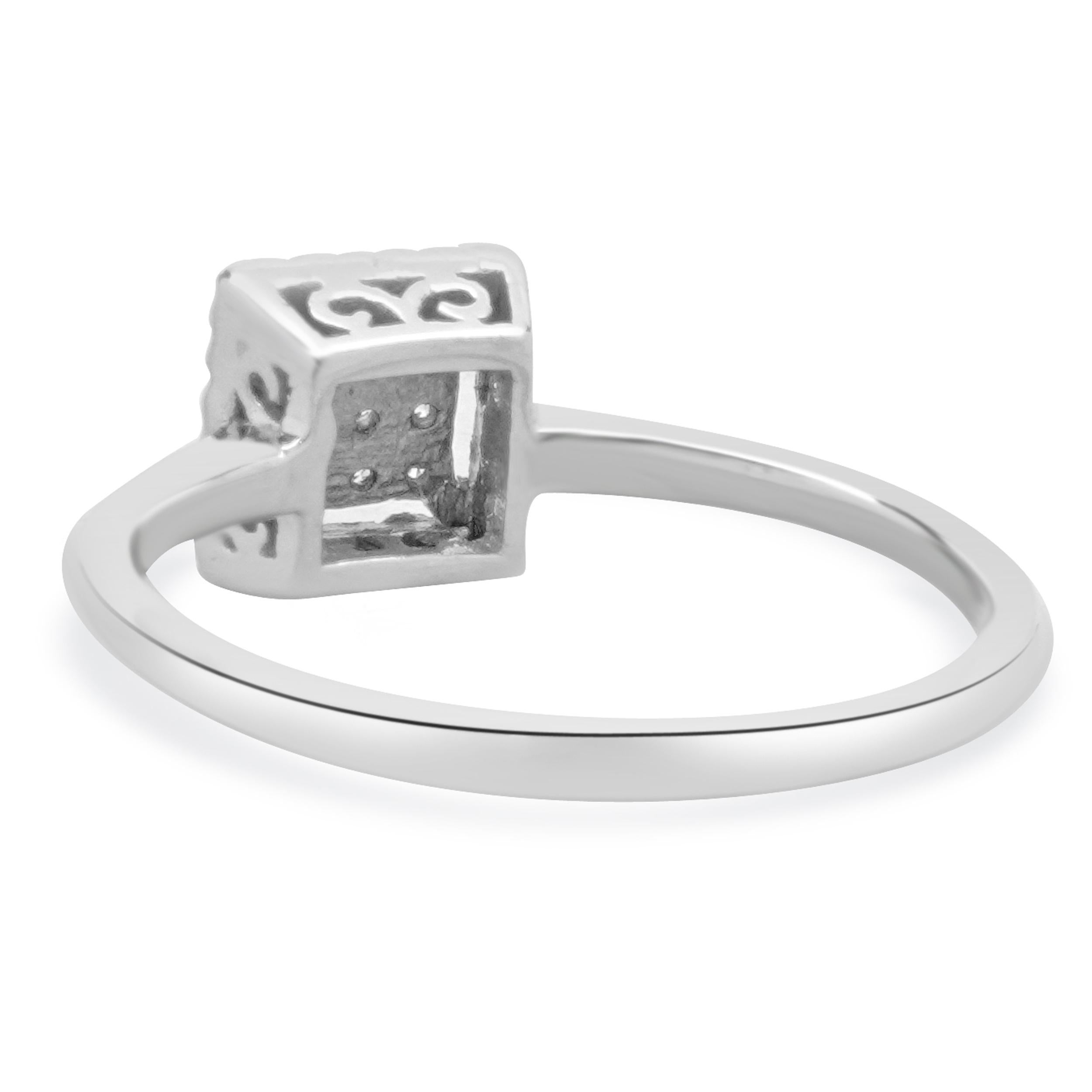 14 Karat White Gold Square Diamond Cluster Ring In Excellent Condition For Sale In Scottsdale, AZ