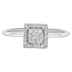 Quadratischer Diamant-Cluster-Ring aus 14 Karat Weißgold