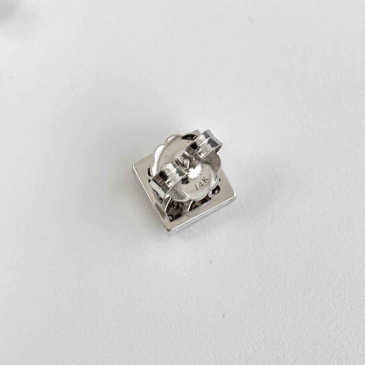 14 Karat White Gold Square Diamond Earrings 1.20cts. In Excellent Condition For Sale In Los Angeles, CA
