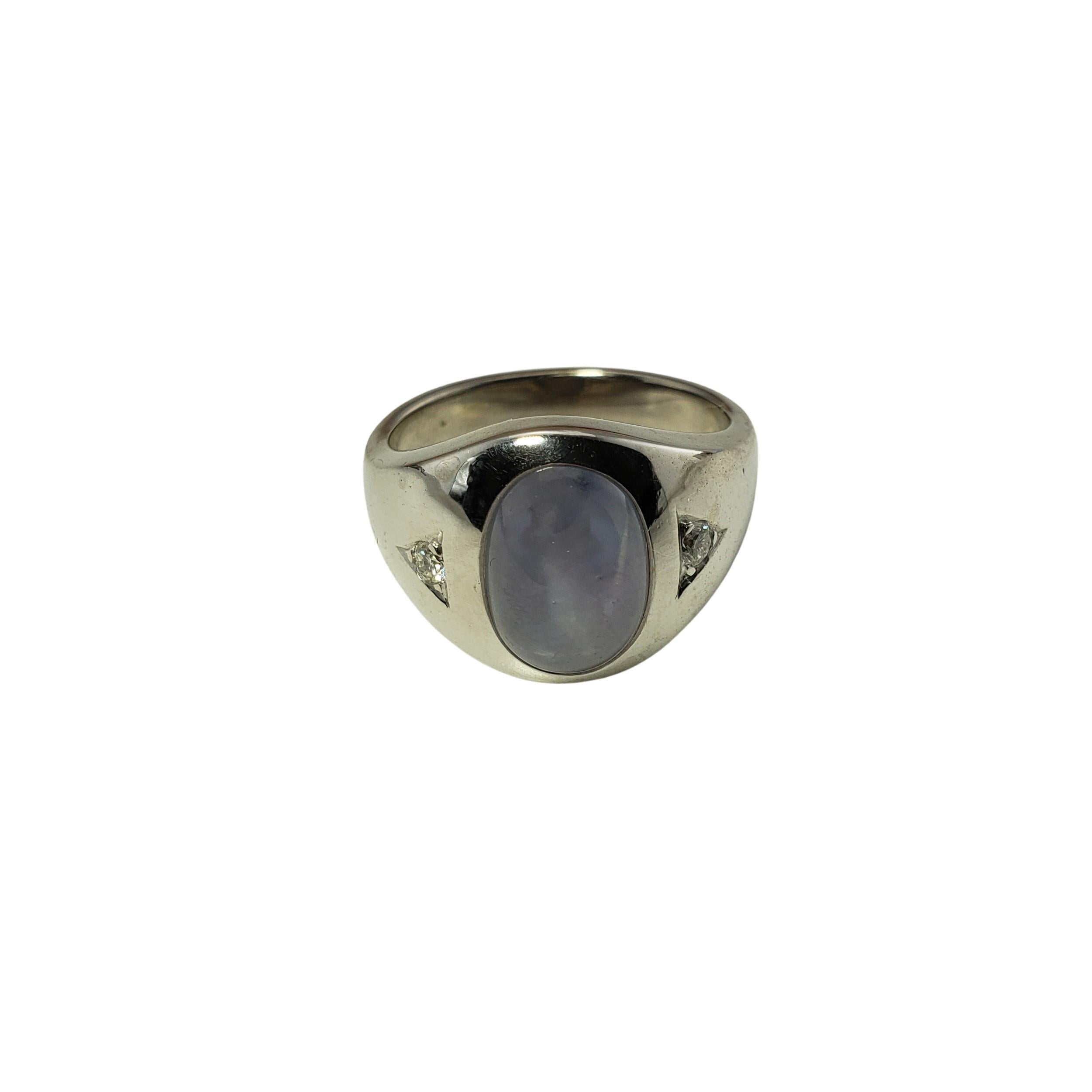14 Karat White Gold Star Sapphire and Diamond Ring #12843 In Good Condition For Sale In Washington Depot, CT