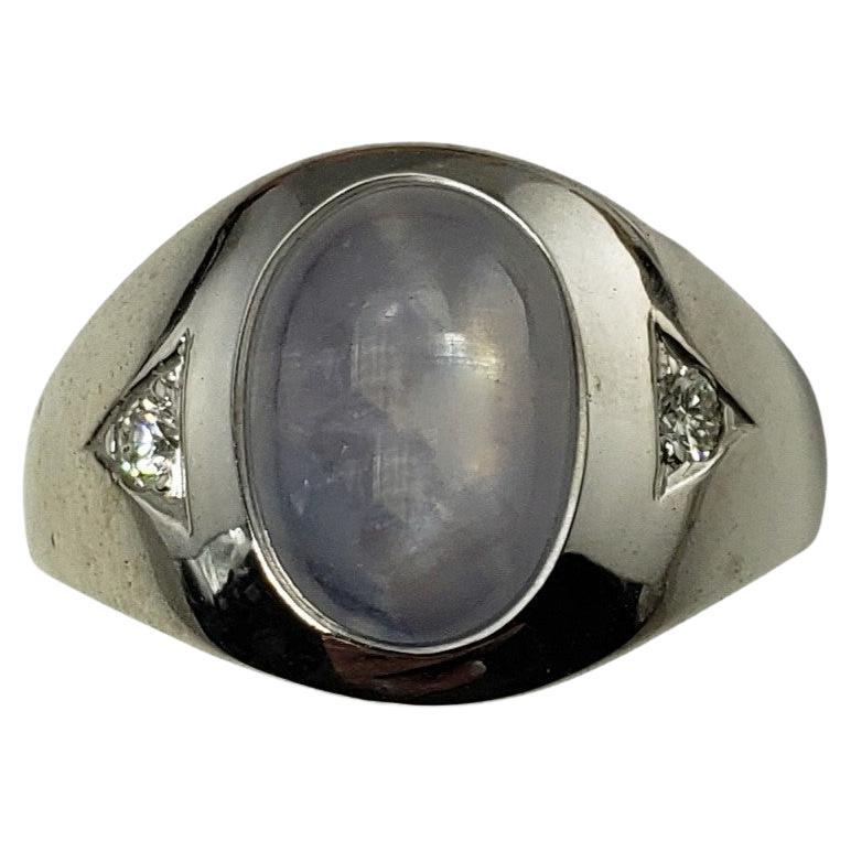 14 Karat White Gold Star Sapphire and Diamond Ring #12843 For Sale
