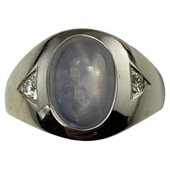 Vintage 14 Karat White Gold Star Sapphire and Diamond Ring #12843