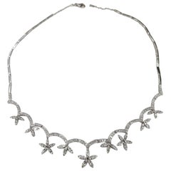 14 Karat White Gold Stardust-Flower Diamond Necklace with 6.05Carat