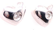 14 Karat Weißgold Ohrstecker Herzohrringe mit runden Diamanten