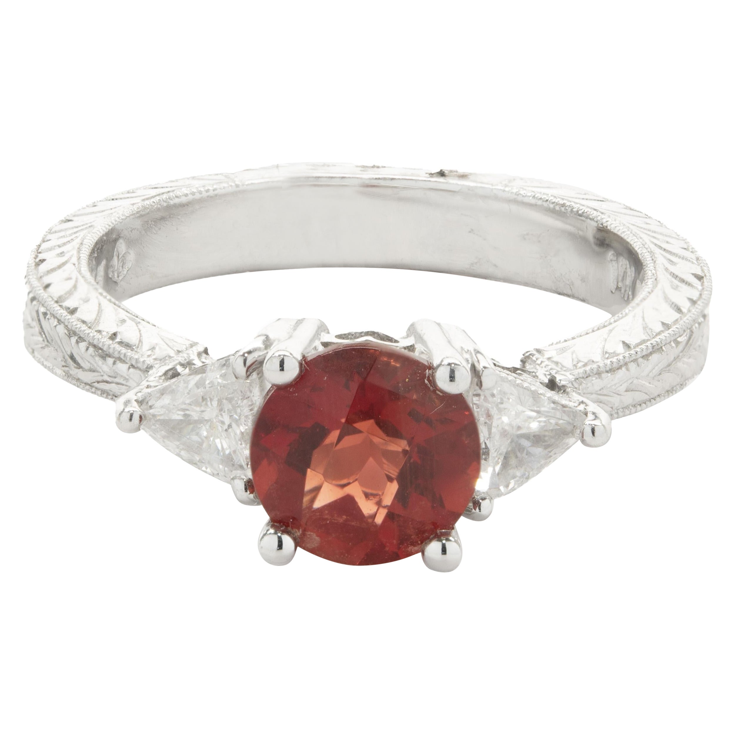 Bague en or blanc 14 carats avec pierre de soleil et diamants