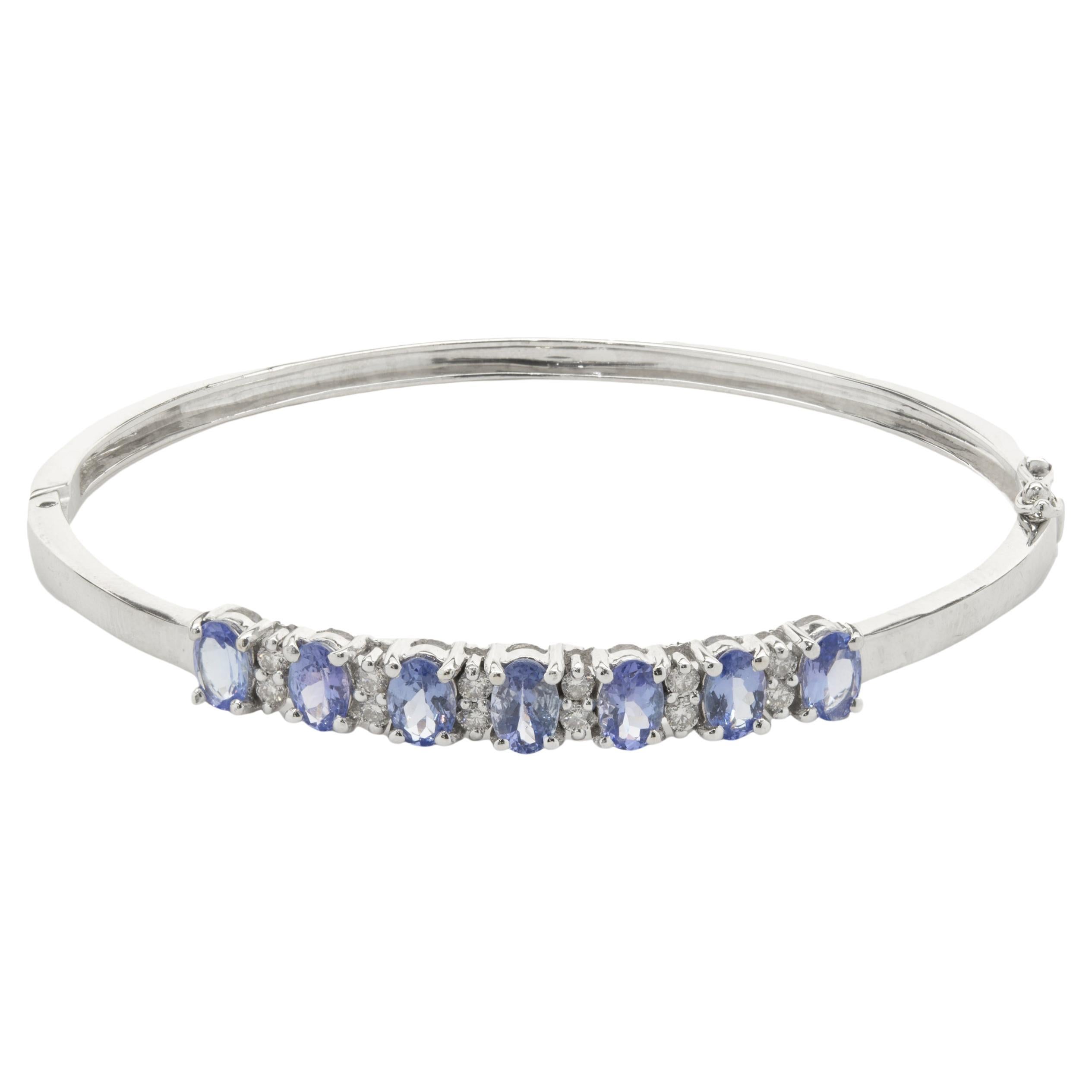 White and Champagne Diamond Gold Bangle Bracelet at 1stDibs