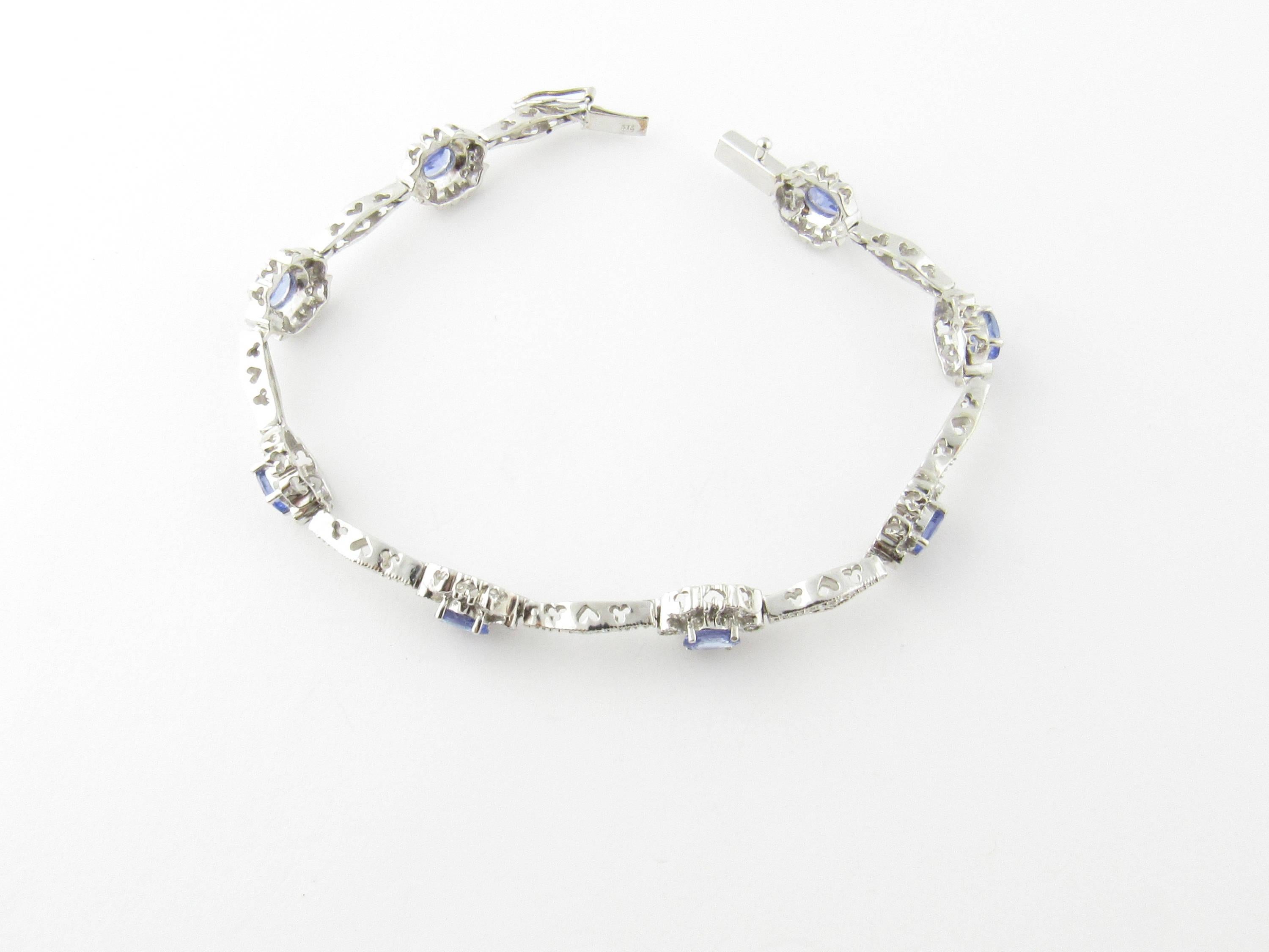 Round Cut 14 Karat White Gold Tanzanite and Diamond Bracelet