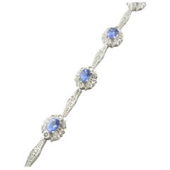 14 Karat White Gold Tanzanite and Diamond Bracelet