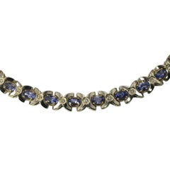 14 Karat White Gold Tanzanite and Diamond Bracelet #13108