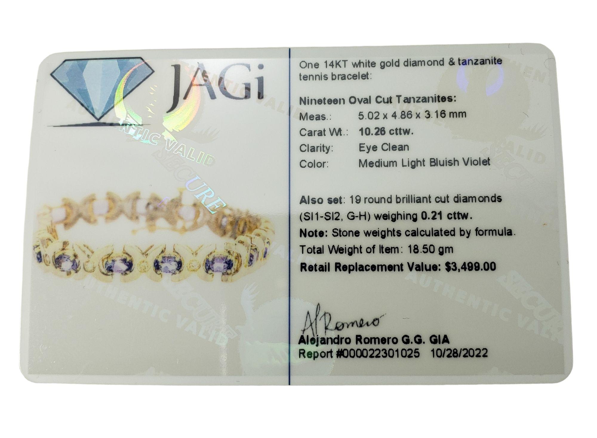 Bracelet en or blanc 14 carats avec tanzanite et diamants n° 13108 Bon état - En vente à Washington Depot, CT