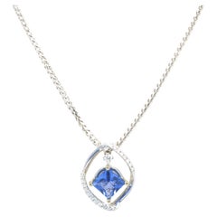 14 Karat White Gold Tanzanite and Diamond Necklace 14 Karat White Gold Tanzanite and Diamond Necklace