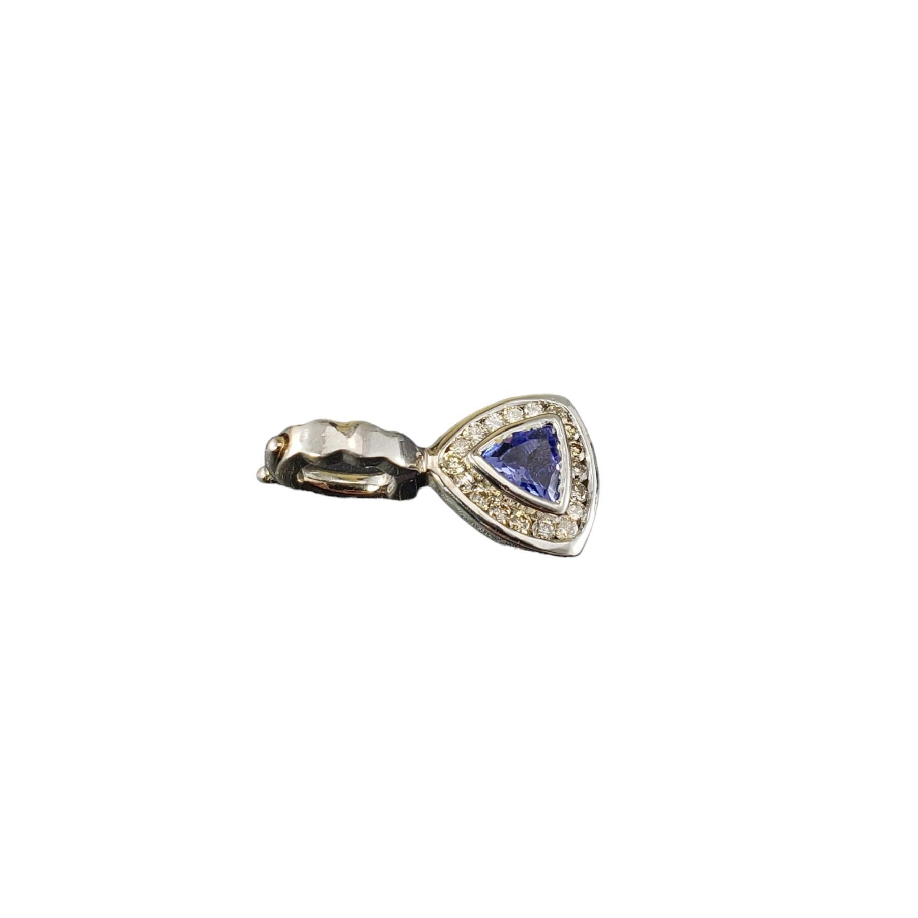 Round Cut 14 Karat White Gold Tanzanite and Diamond Pendant #17303 For Sale