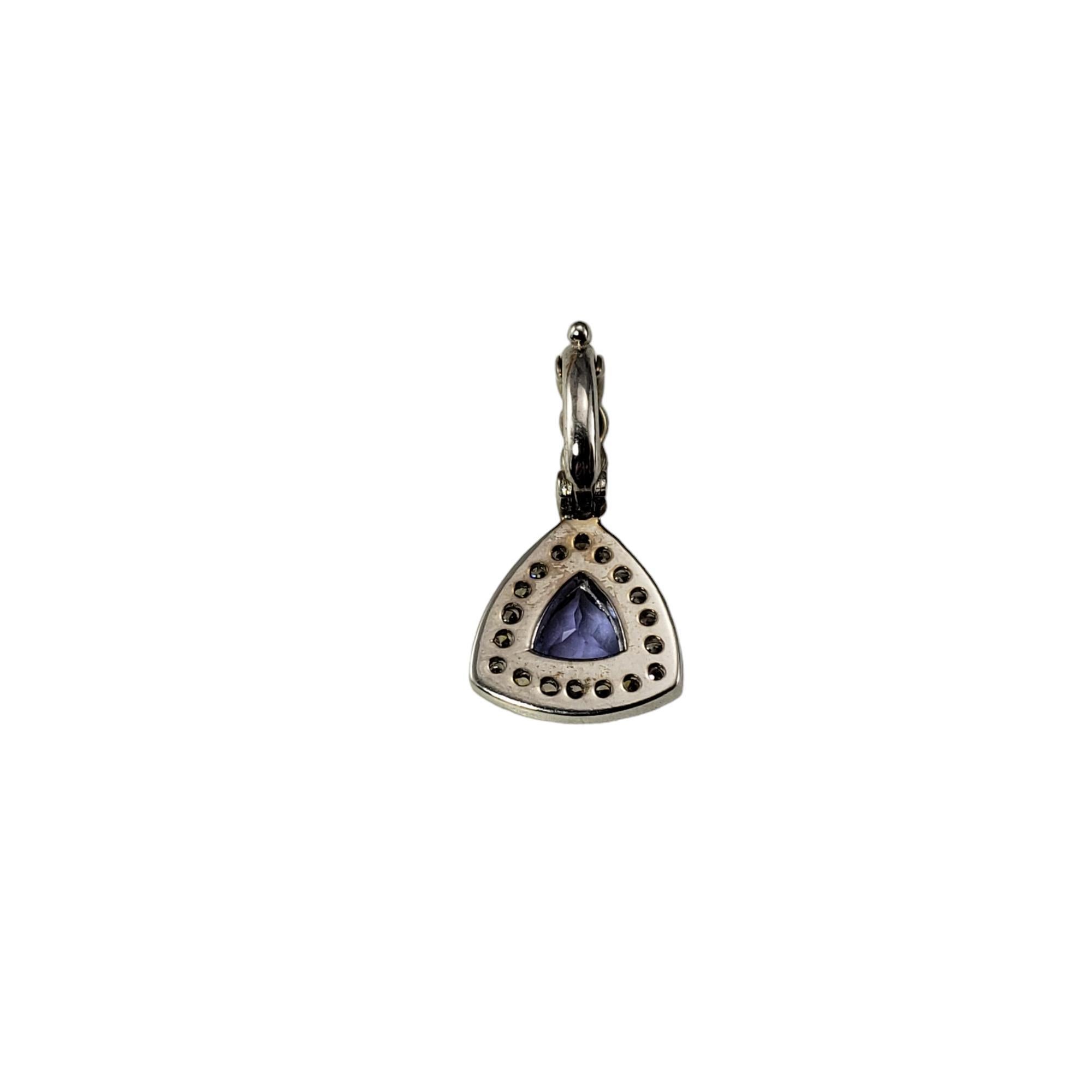 14 Karat White Gold Tanzanite and Diamond Pendant #17303 In Good Condition For Sale In Washington Depot, CT