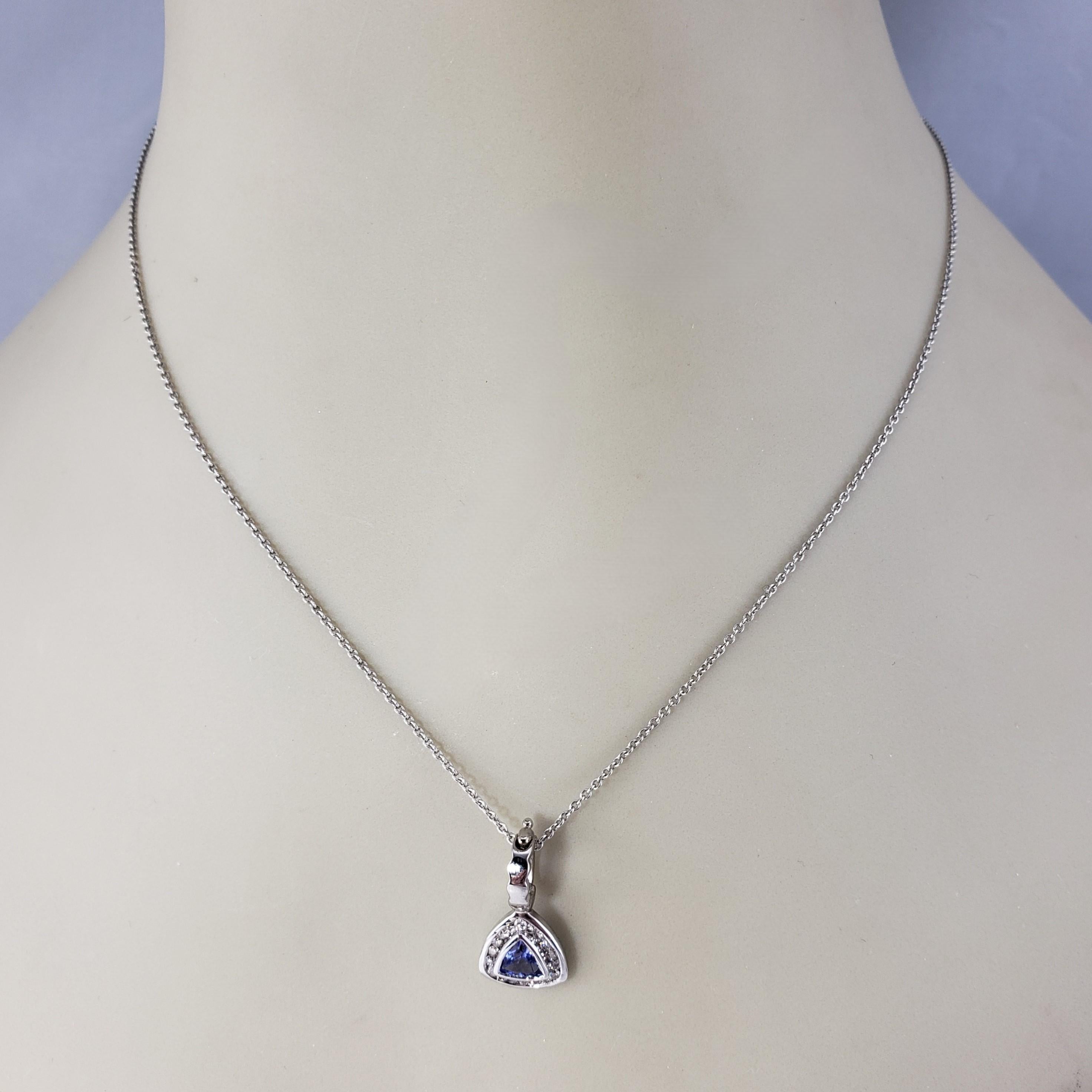 Pendentif en or blanc 14 carats avec tanzanite et diamant n°17303 en vente 1