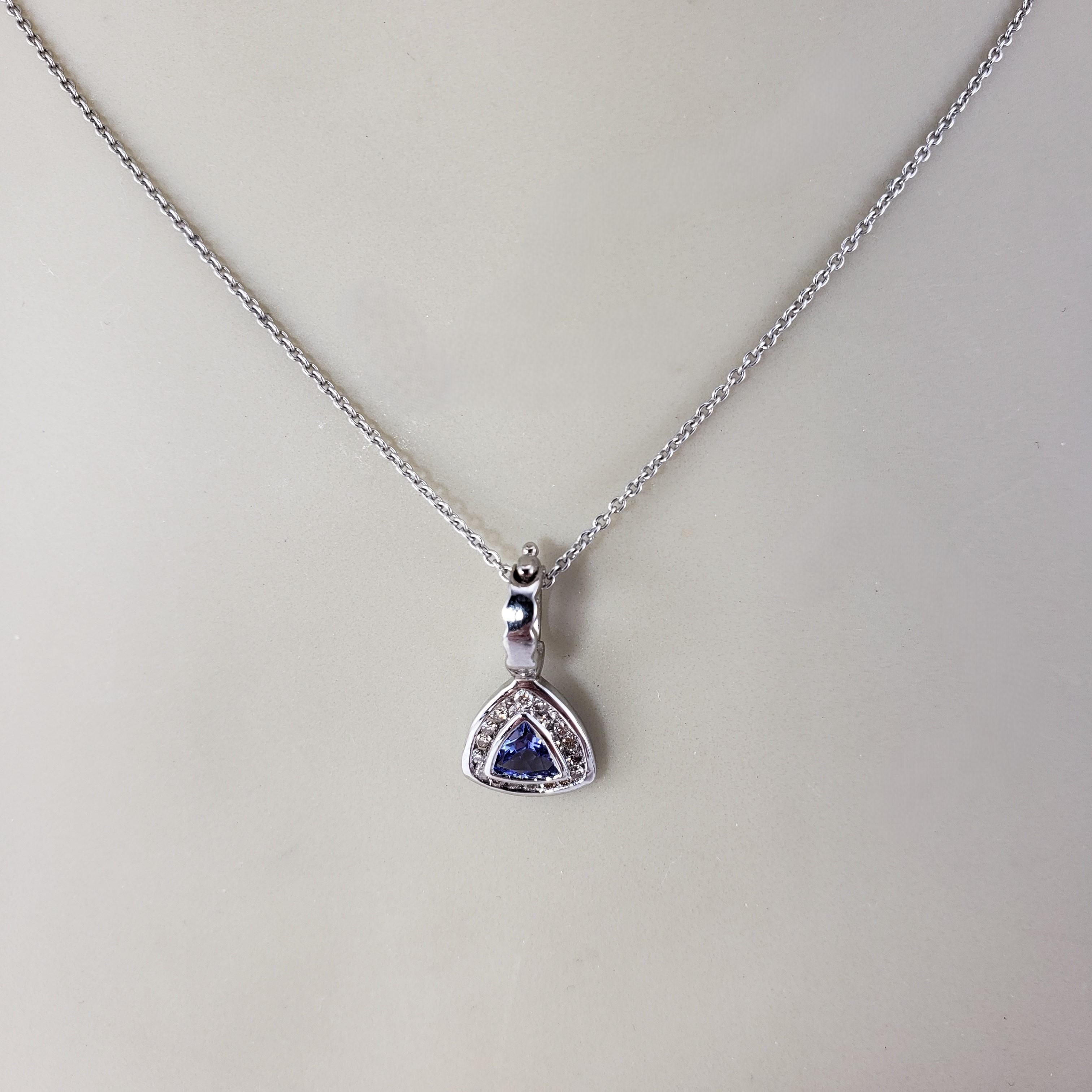Pendentif en or blanc 14 carats avec tanzanite et diamant n°17303 en vente 2