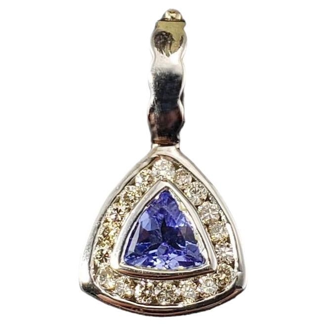 14 Karat White Gold Tanzanite and Diamond Pendant #17303 For Sale