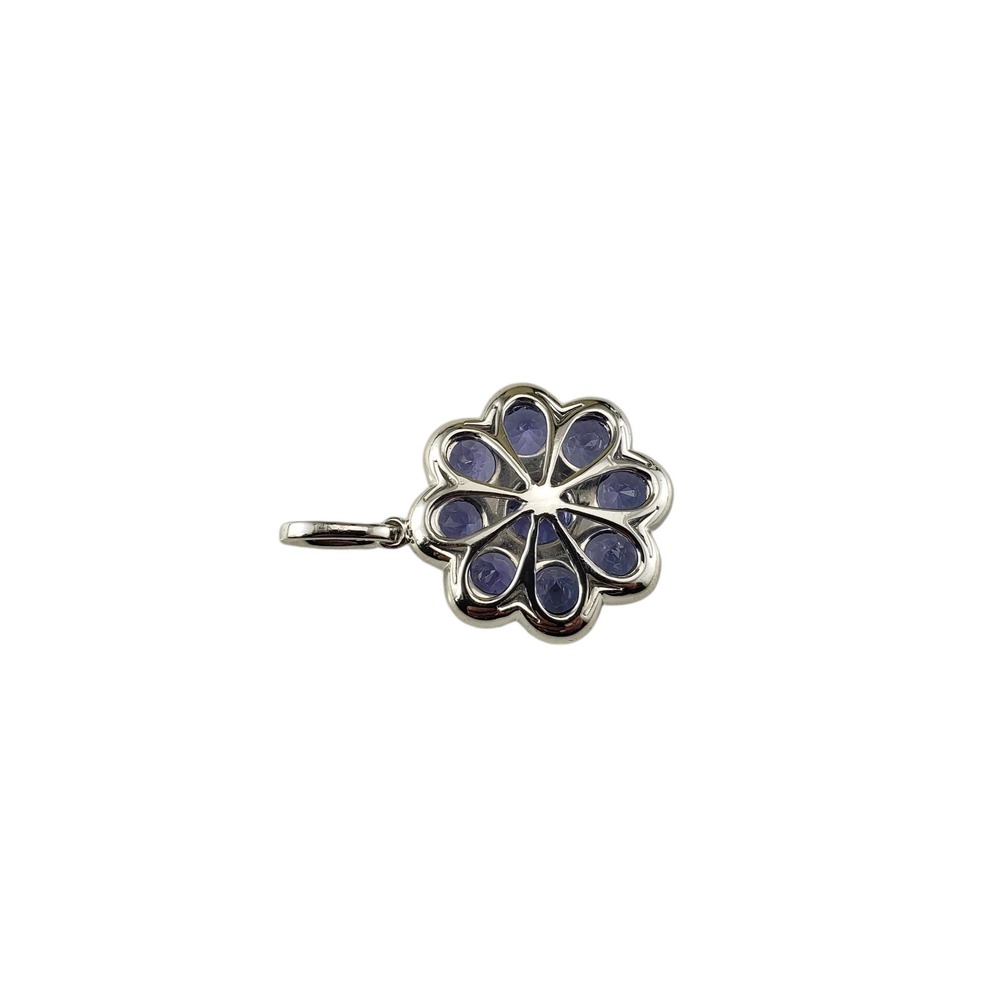 Taille ronde Pendentif en or blanc 14 carats avec tanzanite et diamant n° 19455 en vente