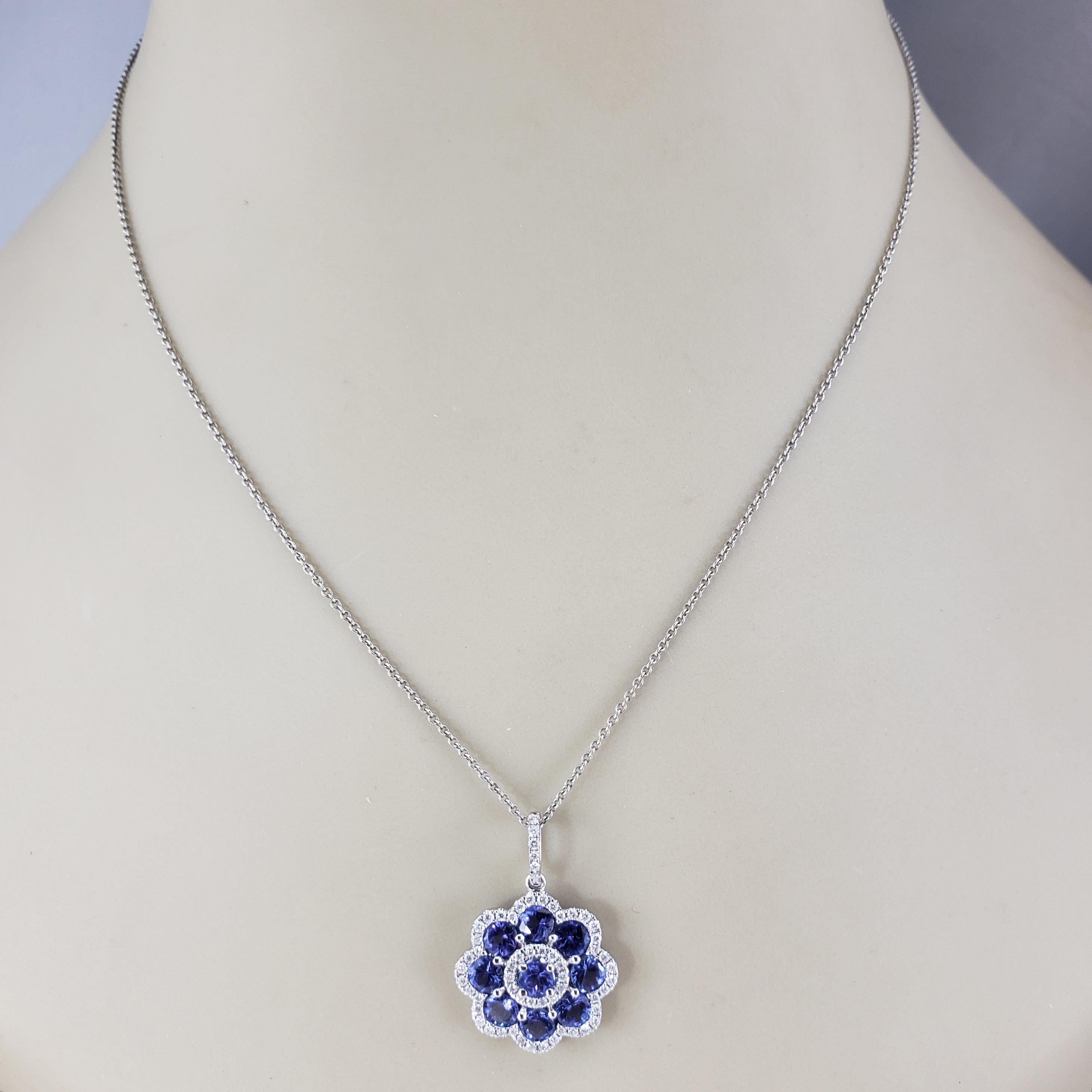 Pendentif en or blanc 14 carats avec tanzanite et diamant n° 19455 Pour femmes en vente