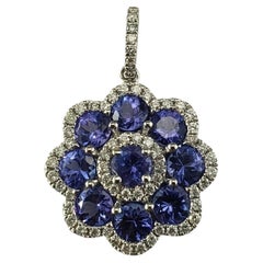 14 Karat White Gold Tanzanite and Diamond Pendant #19455