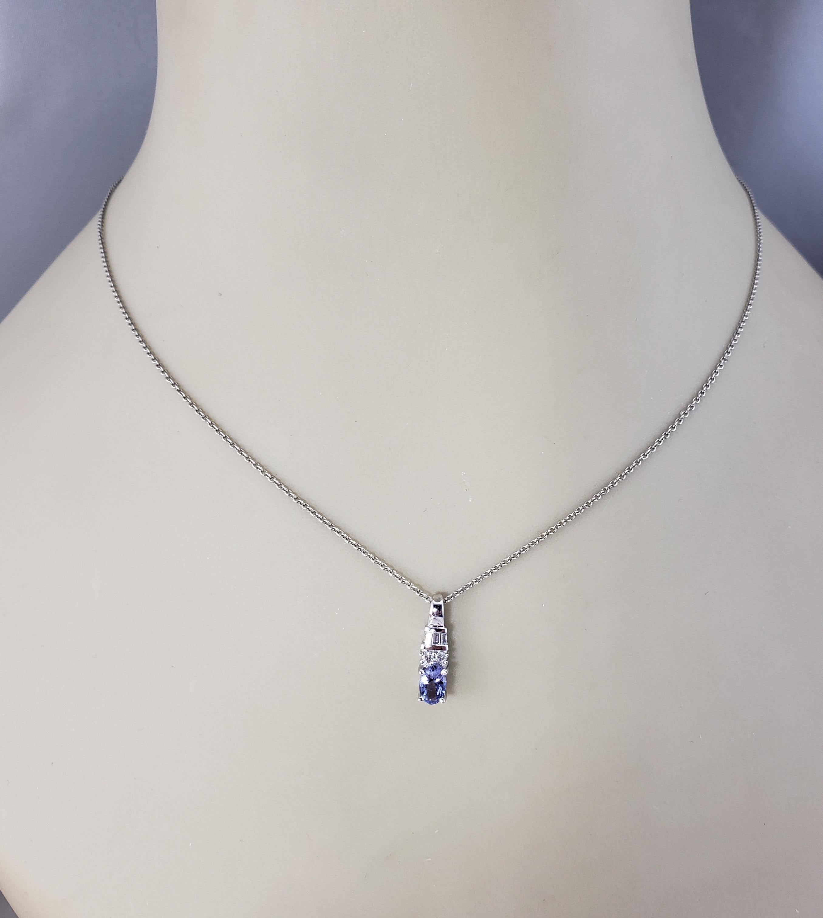 Ciondolo in oro bianco 14 carati con tanzanite e diamanti #20362 in vendita 1