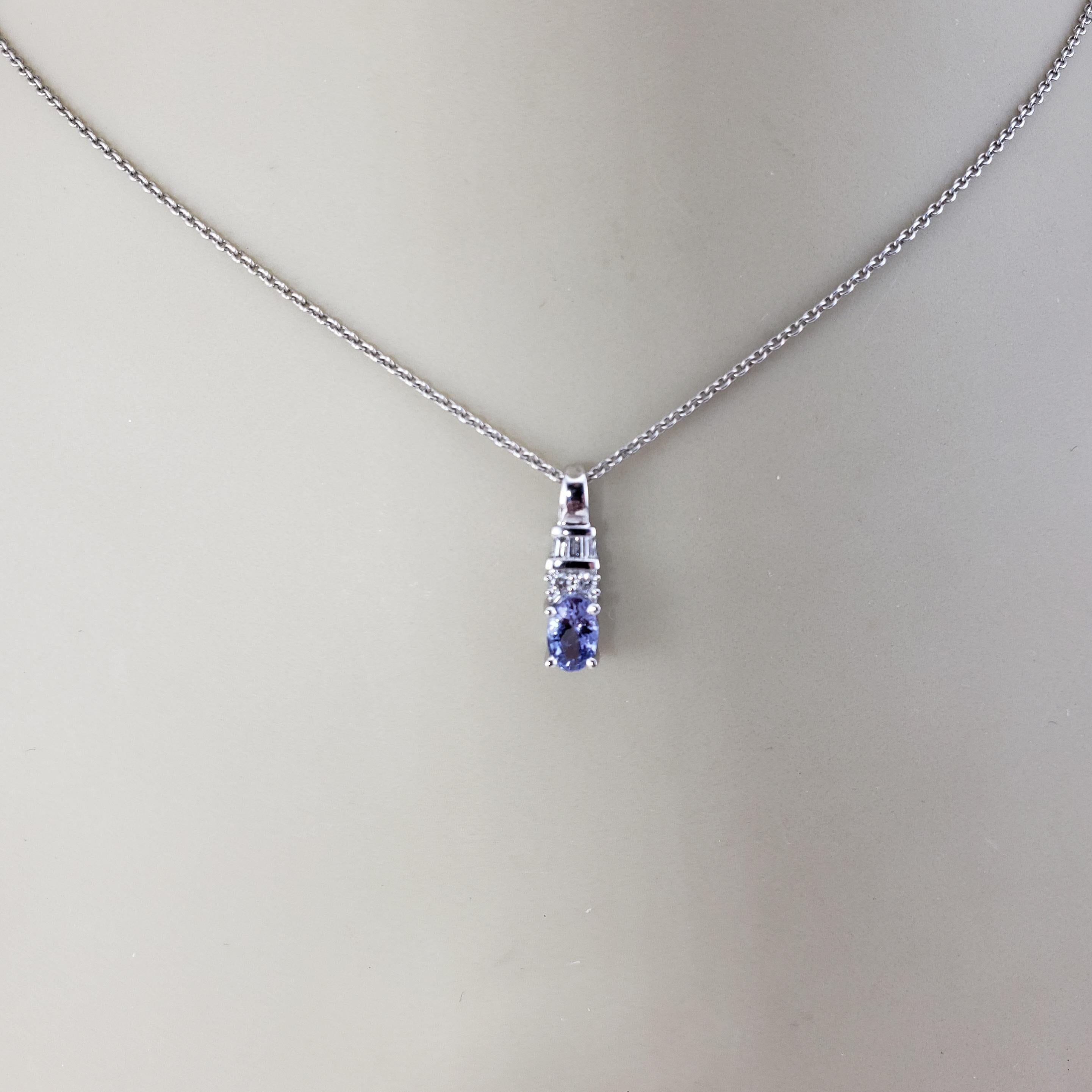 Ciondolo in oro bianco 14 carati con tanzanite e diamanti #20362 in vendita 2